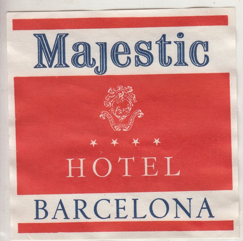 Sticker Luggage De Hotel Majestic Barcelona España Vintage