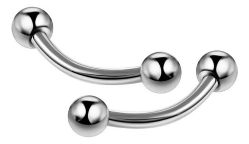 Piercing Sobrancelha Aço Cirurgico Curvo Prateado 8mm