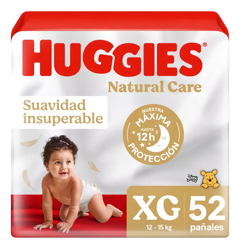 Pañal Huggies Natural Care Talla Xg 52 Pañales Extra Grande Xg X 52 Rojo Sin Género