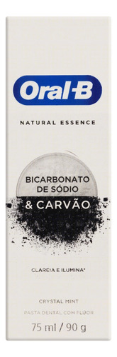 Creme Dental Bicarbonato de Sódio e Carvão Crystal Mint Oral-B Natural Essence Caixa 90g