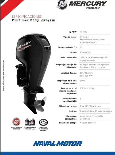 Motor Fuera De Borda Mercury 115 Elpt 4s Efi(4 Tiempos)