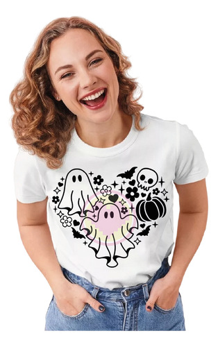 Playera Ghost Cute Fantasmas Bonito Halloween M74