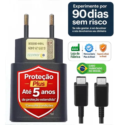 Plus Do Brasil Carregador Turbo Para Samsung Galaxy S25 S24 S23 S22 S21 S20 Fe Ultra Motorola M22 M31 M32 M62 M63 M64 G15 Xiaomi Redmi Note 12 13 14