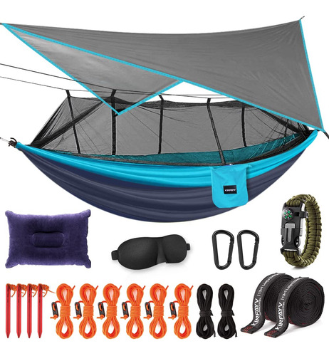 Kinfayv Camping Hammock Con Mosquitero Y Mosca De Lluvia - H