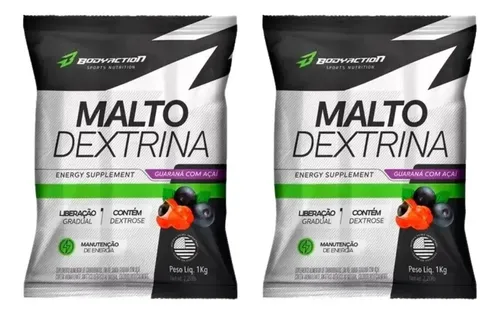 2x Maltodextrina Malto Dextrin 1kg Bodyaction Guaraná com Açaí - Foto oficial e menor preço
