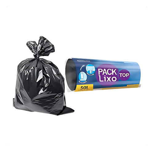 Saco Para Lixo Preto 50 Litros Kit 60 Unidades Resistente
