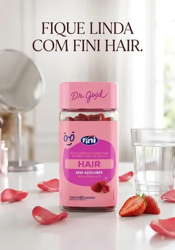 Fini Hair Cabelo Pele Unhas Goma Morango Suplemento Dr Good