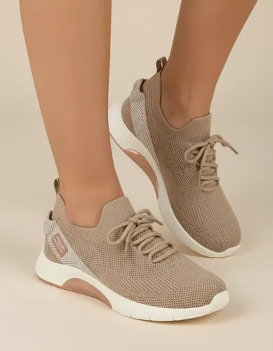 Tênis Feminino Knit Cadarco Bege Ortopedico Modare 7378
