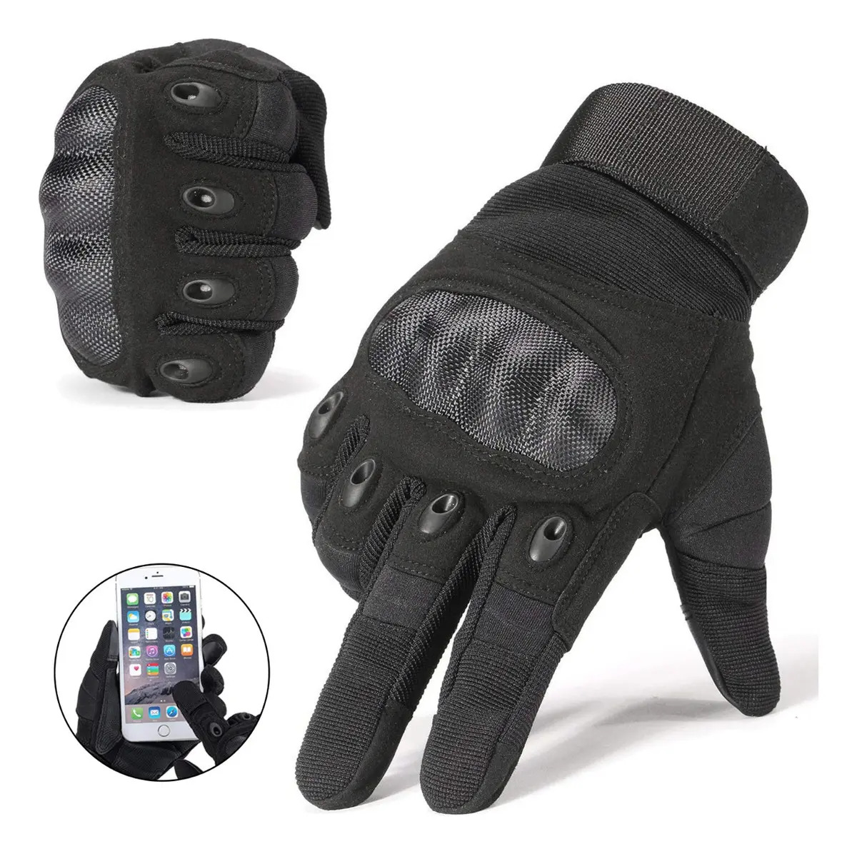 Guantes tácticos Allbewell para bicicleta y moto Enhanced apto pantalla táctil color negro talla G