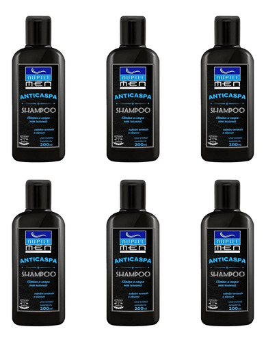6 Shampoos Anticaspa Anticoceira Masculino 200ml Nupill Men