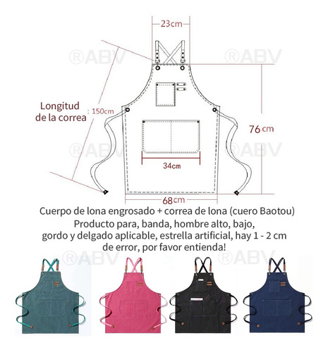 Mandil Delantal Cocina Chef-cafeteria-multiusos-unisex Color Rosa Diseño De La Tela Rosa