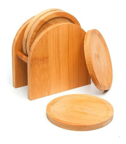 Set De 4 Posavasos Madera Bamboo | Recoleta