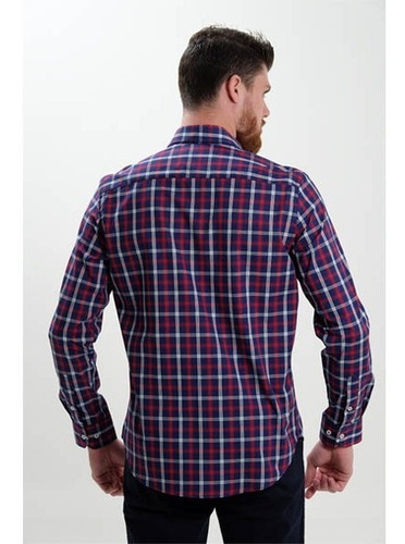 Imagem 2 de 7 de Camisa Manga Longa Masculina Slim Fit Xadrez
