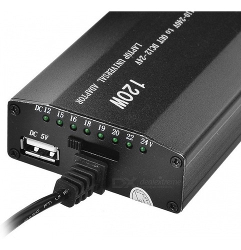 Cargador Notebook 220v Y Encendedor Auto 12v 24v 120w Usb 5v