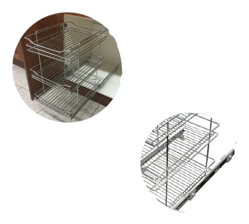 Imagen 5 de 5 de Canasto Extraíble De 3 Niveles Mueble Cocina Mod. Fark 5038