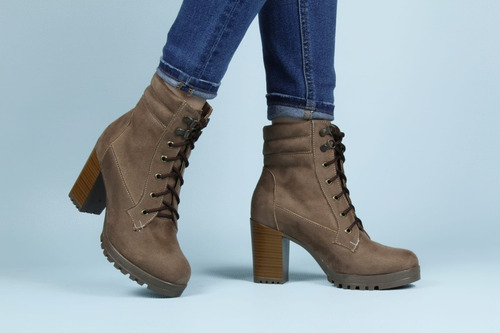 Botines Para Dama De Tacón Alto Con Cordones Elegantes