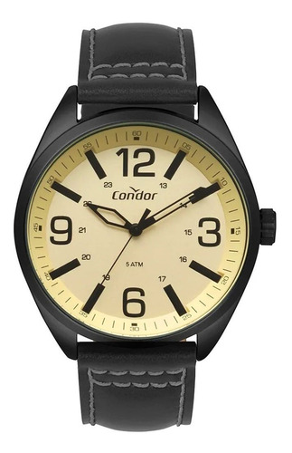 Relógio Condor Masculin Preto Pulseira De Couro Co2035mpe/2d