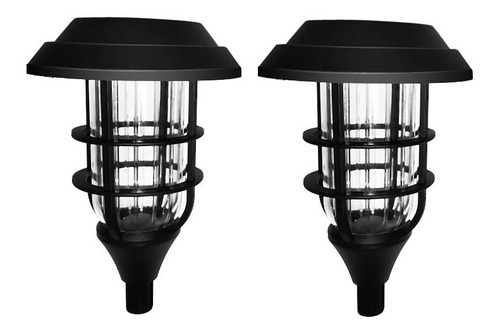 2 Farol Led Estaca Jardín Luz Cálida Uso Exterior