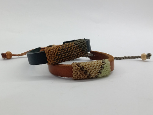 Pulseras De Cuero Con Macramé Unisex