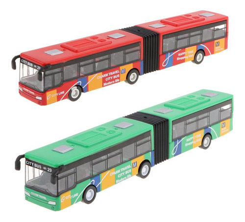 2 Piezas De Metal 1:64 Escala Pull Back Bus, Vehículo