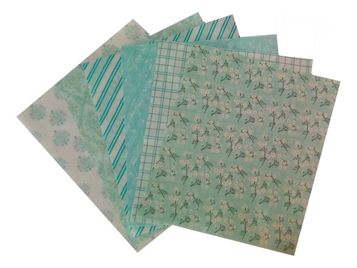 6 Cortes P Patchwork 20x20 Retazos Tela Vintage Verde Agua B