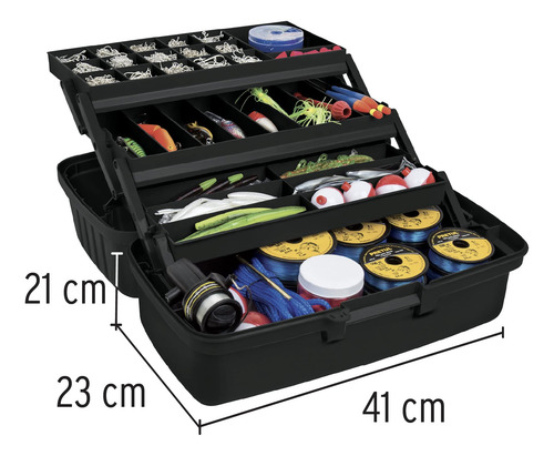 Caja Para Pesca Y Organizador Compartimentos Negro