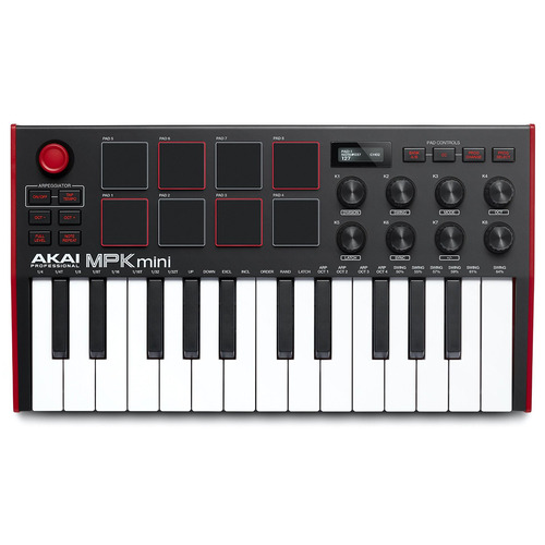 Controlador MIDI de 25 Teclas 8 Pads 8 Pots AKAI Mpk Mini MK3 Ableton Live FL Studio Reason
