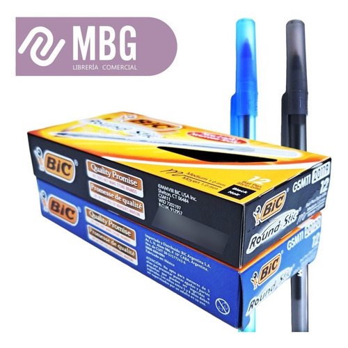 Bolígrafo Birome Bic Round Stick X24 Unidades