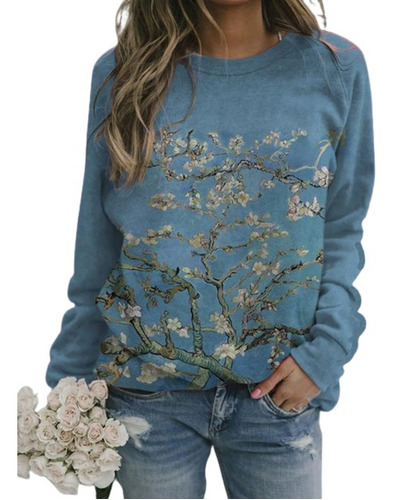 Sudadera Cómoda Con Estampado De Flores De Almendro Van Gogh