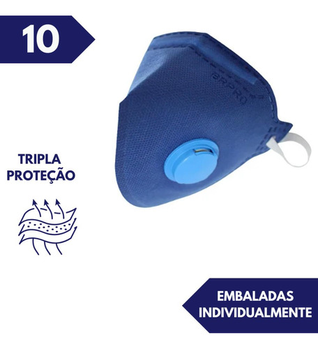 Kit C/ 10 Respirador Descartavel C/ Valvula Brpro Ca 46501