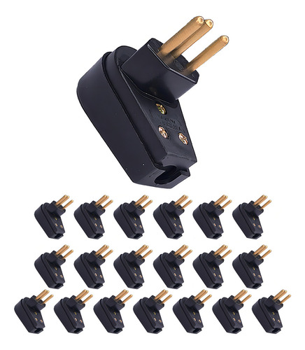 Kit 20 Plug Macho 20a 2p+t 90º 250v Ilumi Para Cabo Gigante Cor Preto