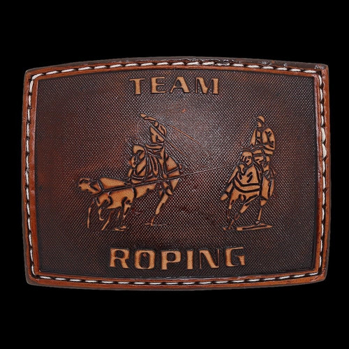 Fivela Team Roping Revestida Em Couro - Pyramid Country 1750