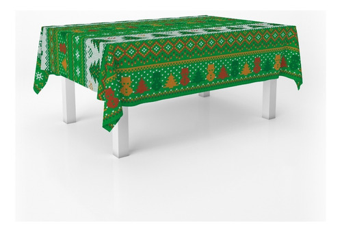 Toalha De Mesa Retangular Grande Oxford Luxuosa 10 Lugares Cor Colorido Árvores de Natal Textura Bordado Verde