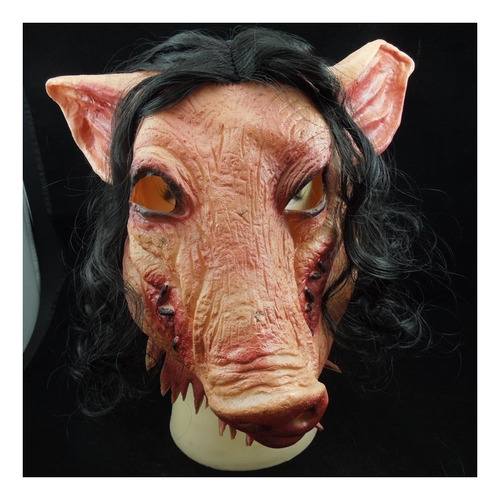 Yi Cabeza De Cerdo Halloween Con Pelo Latex