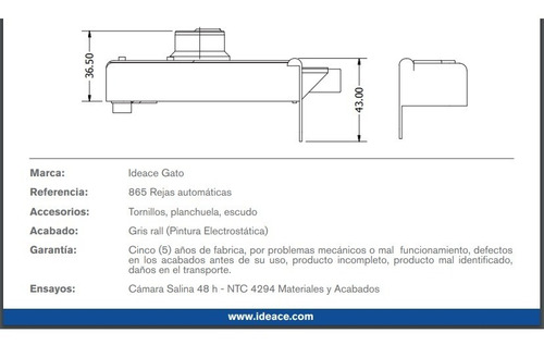 Imagen 3 de 3 de Chapa Reja 865 Derecha Ref.286501 Ideace