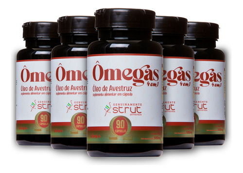 5x Oleo De Avestruz Strut 90 Caps Omega 3 6 7 9