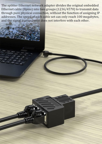 Rj45 Network Ethernet Splitter 1 2 Adaptador De Cable Mac...