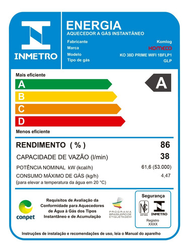 Aquecedor A Gás Komeco Ko 38 D Prime Wifi 38 Litros Glp