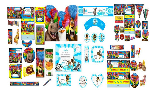 Kit Imprimible Madagascar 3 Diseñá Tarjetas Cumples Y Mas