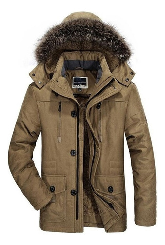 H Parkas A Prueba De Viento Con Cuello De Piel Para Hombre,