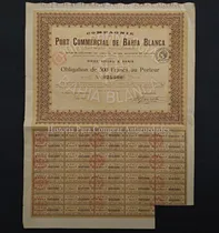 Comprar Titulo Acciones Puerto Bahía Blanca 1921 Paris Con Cupones