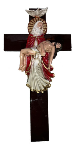 Cruz De La Piedad Trinidad 77cms Resina Bendecida Cc Marrón