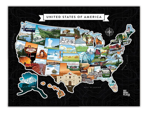 Ver Muchos Lugares Mapa De Viaje De Estados Unidos Rasp...