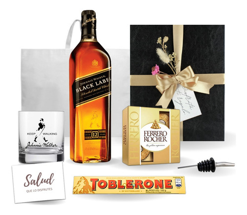 Box Black Label + Vaso Whisky + Chocolates + Dosificador