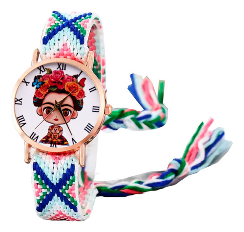 Reloj Frida Tejido Hilos Artesanal Mujer Dama + Estuche
