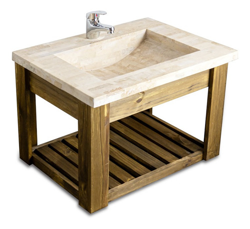 Imagen 3 de 9 de Vanitory Colgante 60cm Bacha Travertino