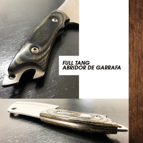 Cutelo Machado Inox Churrasco Full Tang King Madeira Rústico