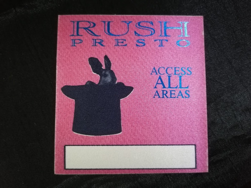 Rush Presto Tour 1989 Pass Gafete Access All Areas Sticker