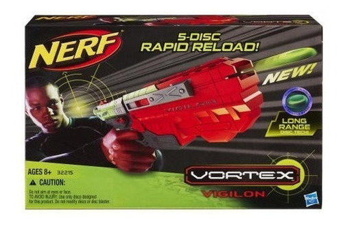 Nerf Pisotola Lanza Discos Vortex Vigilon-5 Hasbro Orig Full