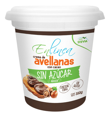 Crema De Avellanas Con Cacao Sin Azúcar, En Línea, 350g